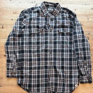 Carhartt Navy, Red, and White Plaid Work Shirt